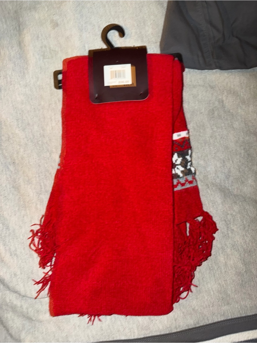 Red Snowflake Knit Scarf - Picture 2 of 2